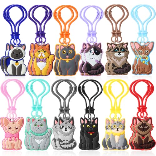 Cat Keychains Bulk 24 Pack - 12 Styles Kids Party Favors