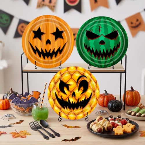 60Pcs Halloween Fruit & Pumpkin Paper Plates Party Supplies - Spooky Theme