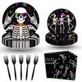 Halloween Skeleton Party Plates and Napkins Set - 96 Pieces