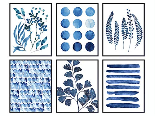 Mid Century Modern Wall Art Prints - Abstract Botanical Decor - 6 Pack