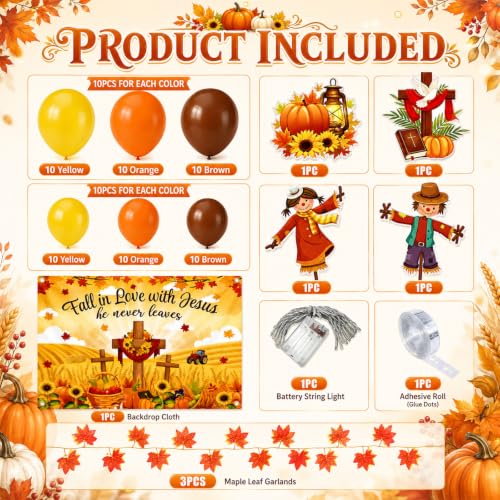 Halloween Christian Car Trunk Decor Set with Balloons & Lights - Fall Harvest Theme
