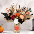 Fall Dried & Artificial Floral Centerpiece in Vase – Orange Bouquet for Thanksgiving & Xmas Decor