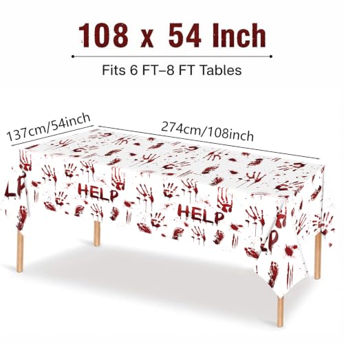 White Bloody Handprint Halloween Tablecloths 3-Pack - Spooky Party Decorations