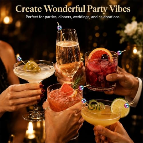 Mixed Ombre Cocktail Picks 200PCS - Elegant Bamboo Skewers for Appetizers