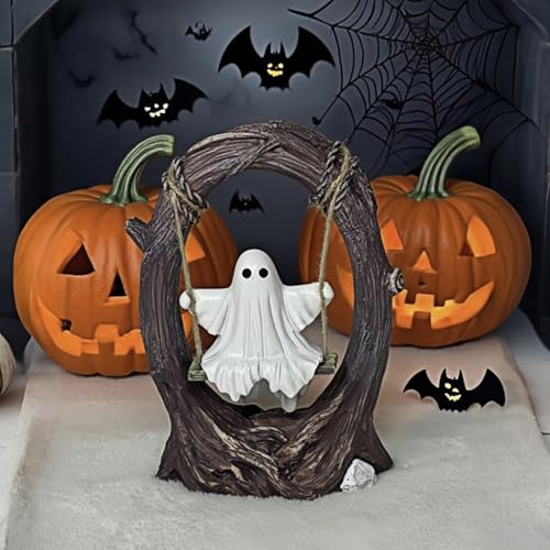 Halloween Ghost Swing Figurine Indoor & Outdoor Decor - Spooky Gothic Halloween Gift