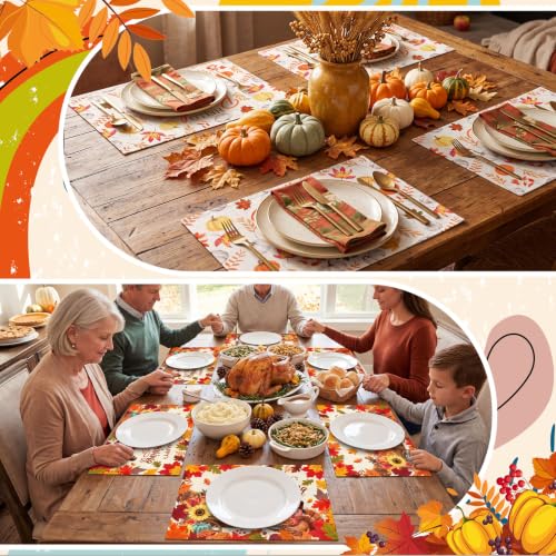 Black Red Reversible Fall Halloween Placemats Set of 8 12 x 18 Inches