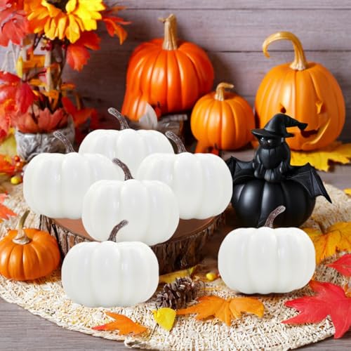 36 Pack Artificial Foam Pumpkins for Fall Decor - Realistic Rustic Autumn Display