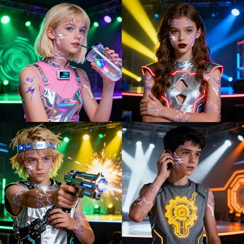 Laser Hunter Cosplay Holographic Temporary Tattoos Set - Fantasy Creature Design