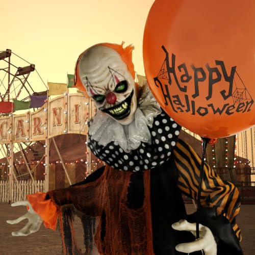 Life-Size Talking Clown Halloween Animatronic - 65 Inch Outdoor Indoor Decoration with Lights & Motion
