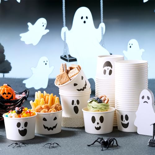 White Ghost Snack Cups 9oz Halloween Party Disposable Bowls - 180 Count