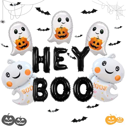 Halloween Balloon Set Hey Boo - 23Pcs Ghost Bat Foil Balloons Party Decorations