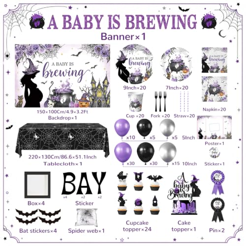 Halloween Baby Shower Decorations Kit - A Baby Is Brewing Theme, Halloween Variation