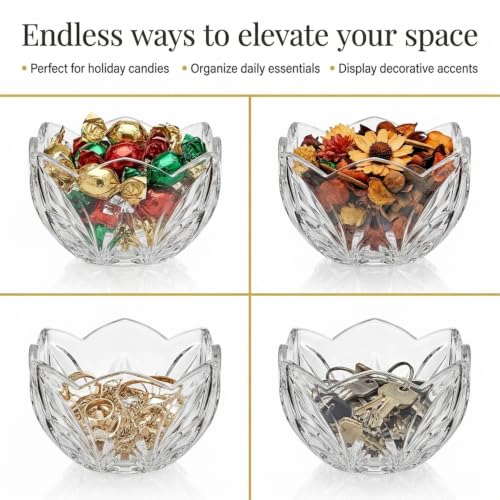 Godinger Square Crystal Bowl - Elegant 5.5x5.5-Inch Serving Dish