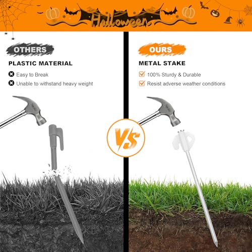 Heavy Duty Inflatable Stakes Set - 60 Pcs Garden Lawn Tie Downs with Hooks & Ropes - Seasonal Decor Security - Variation 60