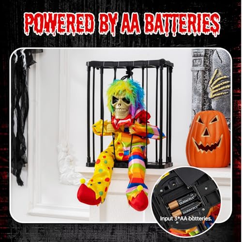 Animated Halloween Prison Cage Prop with Screaming Skull Prisoner - Outdoor Haunted House Decor