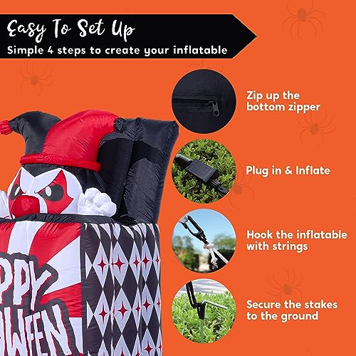 5 Ft Halloween Inflatable Clown Decor with LEDs - Outdoor Yard & Garden Decoration
