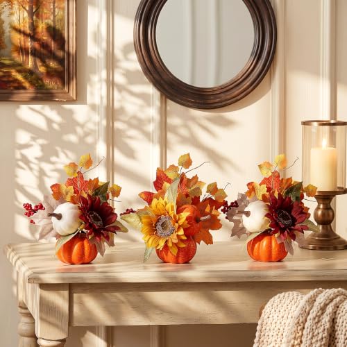Orange Fall Centerpieces Set of 6 Pumpkin Decorations for Thanksgiving