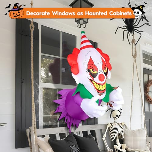 3.9 Ft Halloween Inflatable Clown with LED Lights for Window & Outdoor Decor