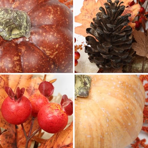 6ft Fall Garland with Lights and Pumpkins - Brown Autumn Decor