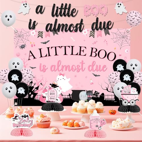 Halloween Baby Shower Decorations Set with Banner, Balloons & Centerpieces