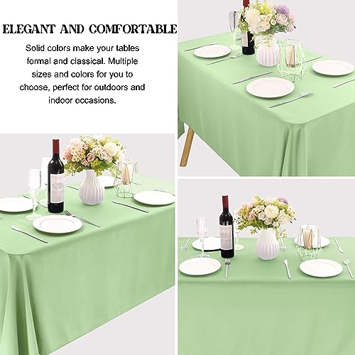 Sage Green 4 Pack 90x132 Inch Rectangular Washable Polyester Tablecloths for Weddings & Events - Easy Care