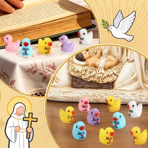 Mini Jesus Resin Ducks - Jesus Loves You Style, 80 Pack Faith Symbols