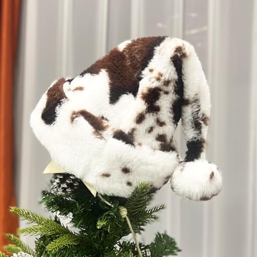 Cow Print Santa Hat 2 Pack - Unisex Christmas Costume Holiday Decor