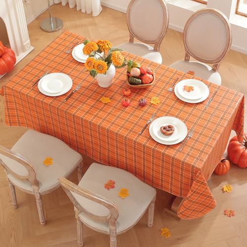 Fall Orange Rectangle Vinyl Tablecloth 52x70 Inches - Autumn Harvest Decor