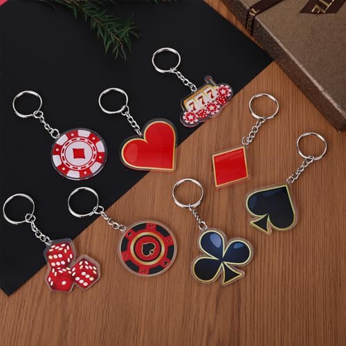 50 Pcs Casino Theme Acrylic Keychains Bulk Party Favors Decorations
