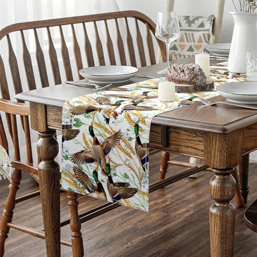 Mallard Duck Table Runner 120x13 Inch - Hunting Lodge Farmhouse Home Decor