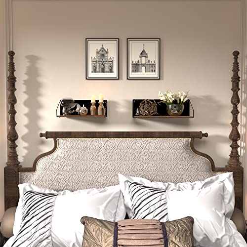 Giftgarden Wolf Shelves - Floating Wall Shelves with Howling Wolves Cutout Rustic Wood and Iron Decor for Cabin Bedroom Bathroom