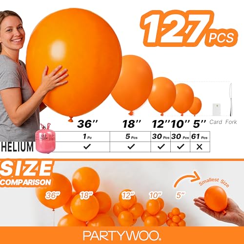 PartyWoo Fall Color Orange Balloon Set - 127pcs with Variation PRO Orange-y9