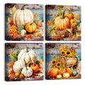 Autumn Pumpkin Wall Art Set - 12x12 Inch Farmhouse Canvas Prints - Variation of Pumpkin-3