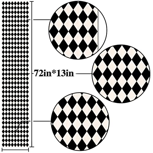 Nepnuser Black White Diamond Table Runner 13 x 72 Inches for Tea Party Dining