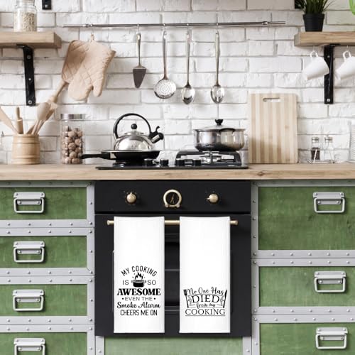 No One Has Died Kitchen Towels Set - Fun 2-Pack for Cooking Enthusiasts, Halloween & Gift