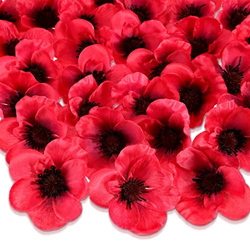 300 Pieces Red Fake Poppies Flowers Artificial Decor for Halloween & Memorial
