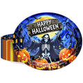 Halloween Skeleton Oval Paper Plates 9x11 - 50 Pack | Spooky Party Supplies