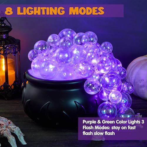 DIY Halloween Cauldron Decoration Kit with LED Lights and Bubbling Effect