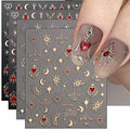 Moon & Star Nail Art Stickers Set - Self-Adhesive Nail Decals for DIY Manicure