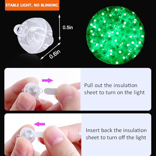 Green Mini Balloon Lights 200PCS Long Battery Life LED Party Decorations - Steady Glow