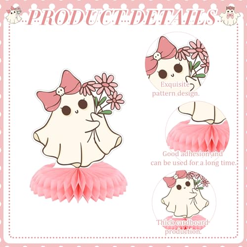 Halloween Pink Ghost Table Decorations - 9 Pcs Pastel Halloween Party Decor - Girl's Birthday Gift
