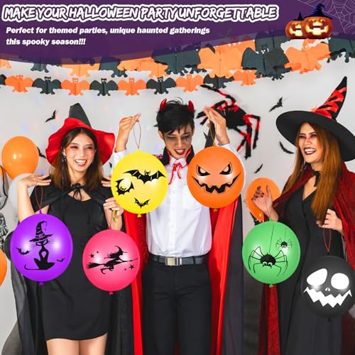 120 Pcs Halloween Punch Balloons Bulk 18 Inch Latex Party Favors - 8 Colors