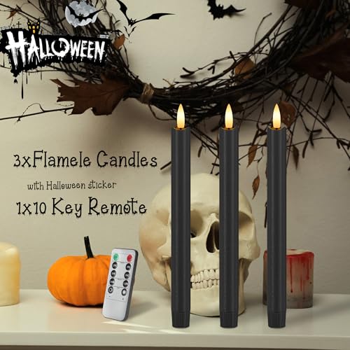 Black Flameless Taper Candles with Remote Control - Halloween Decor