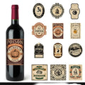 48-Pack Halloween Gothic Wine Bottle Labels - Spooky Party Decoration