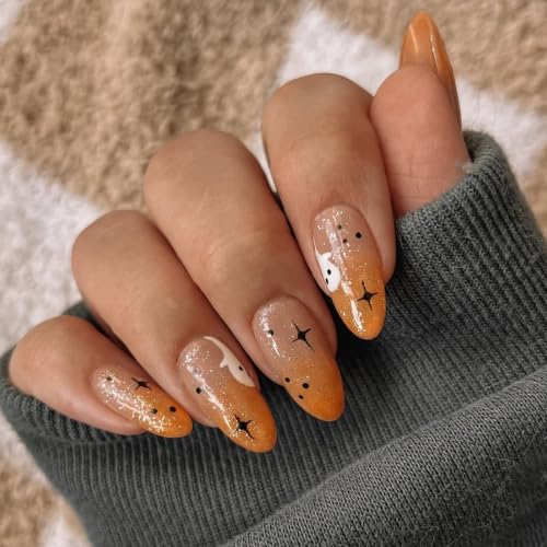 Halloween Almond Press On Nails - Medium Gradient Fake Nails Style C022