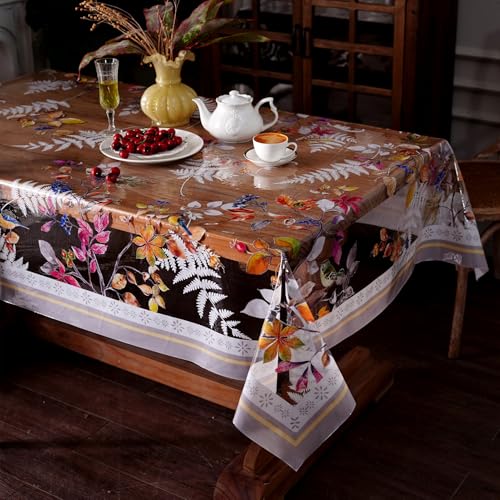 Clear Vinyl Table Cover Protector 52x70 Inches - Birds Design, Waterproof
