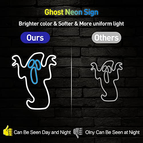 Halloween Ghost Neon Light - Flickering Boo Neon Sign for Wall & Party Decor - H-Ghost Variation
