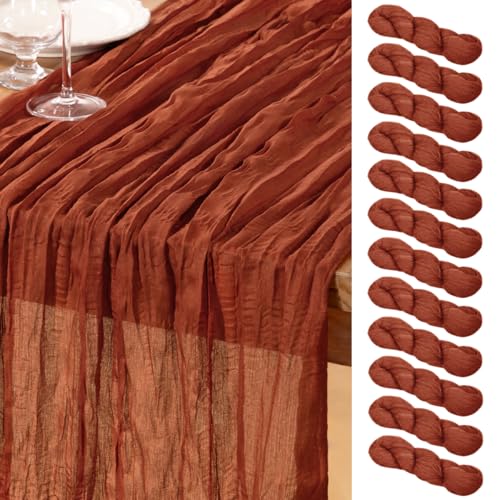 Terracotta Cheesecloth Table Runners 12 Pack - Fall Rustic Boho Decor
