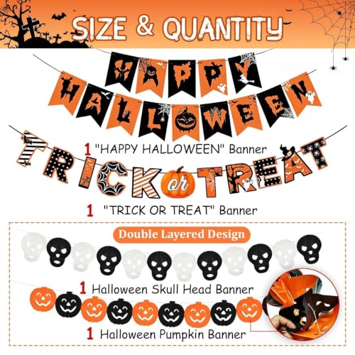 Halloween Party Decorations Set with Banners and Hanging Swirls