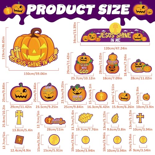 Halloween Religious Car Decorations Banner Kit with Pumpkin & Cross Backdrops